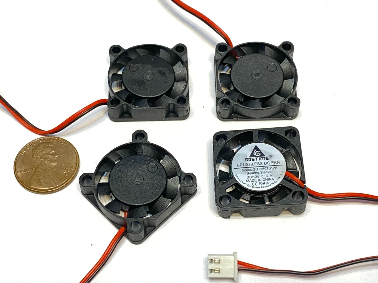 4 x GDT mini Cooler 12V 2pin 2510 25x25x10mm DC Cooling Fan micro brushless  c7
