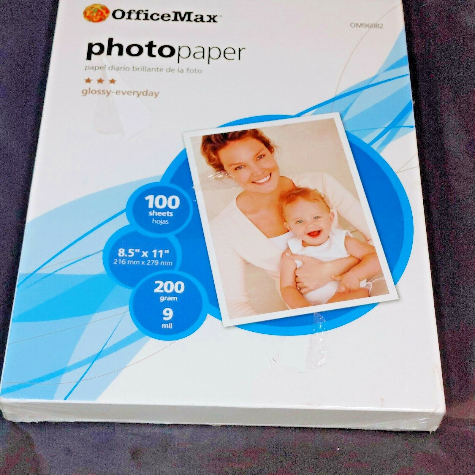 OfficeMax Photo Paper 100 sheets 8.5" x 11" Glossy-Everyday 200g/9 ml Sealed New