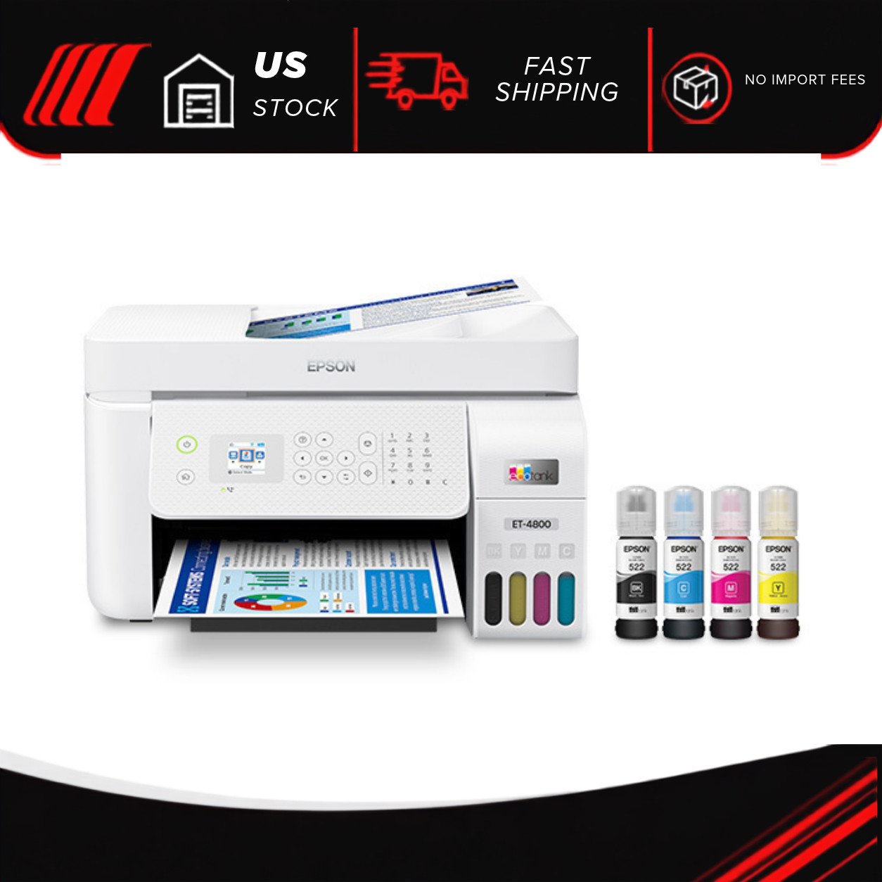 Epson EcoTank ET-4800 Color Inkjet All-In-One Printer - White