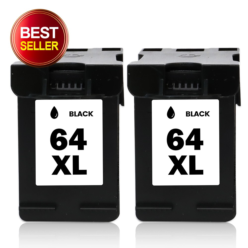 2 Pack 64XL Black Ink Cartridge 64 XL for HP Envy 7155 7158 7855 7858 Printers