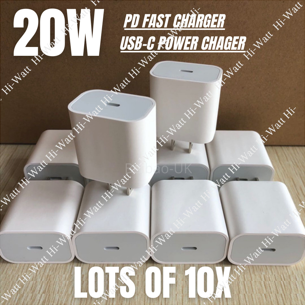10X Lot 20W PD USB-C Power Adapter For iPhone 11/12 Pro Max XR Fast Wall Charger
