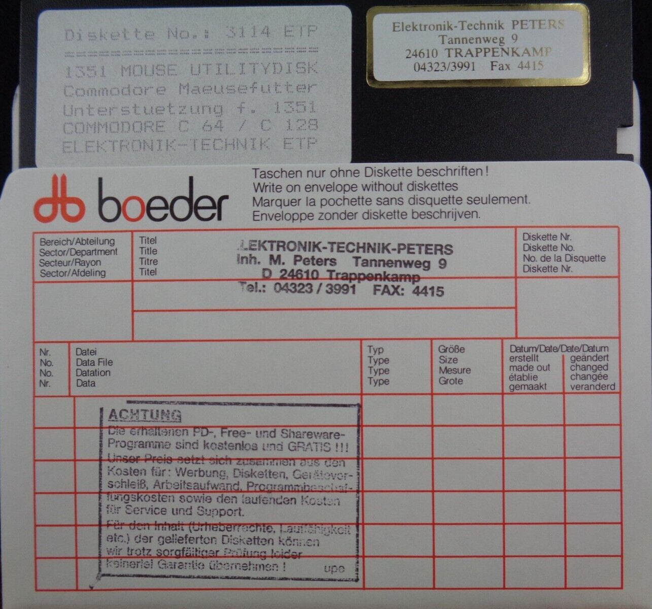 COMMODORE 64/128 -- 1351 MOUSE UTILITY DISK