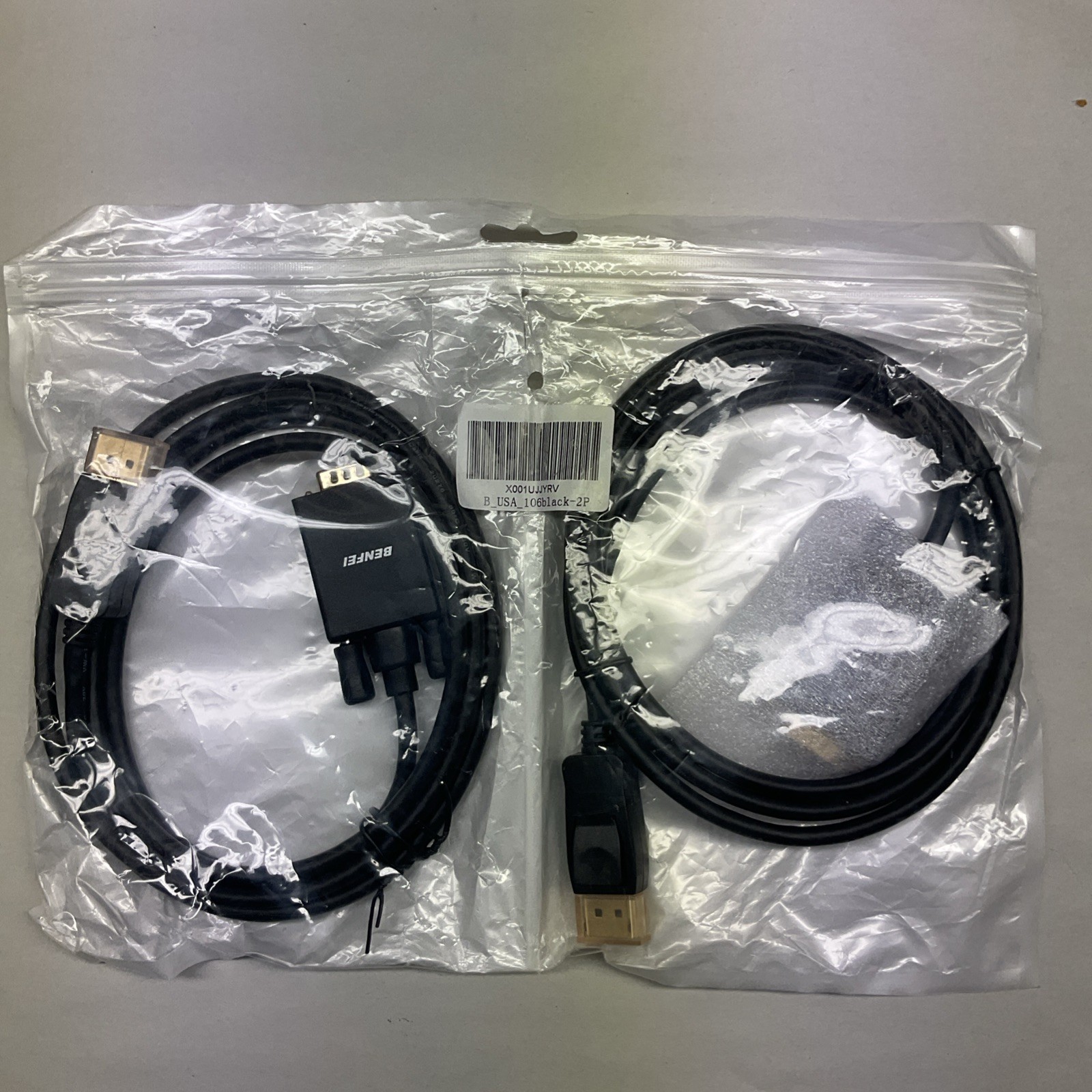TWIN PACK Benfei Display Port Cable Adapters  X001UJJYRV 106black-2P NEW