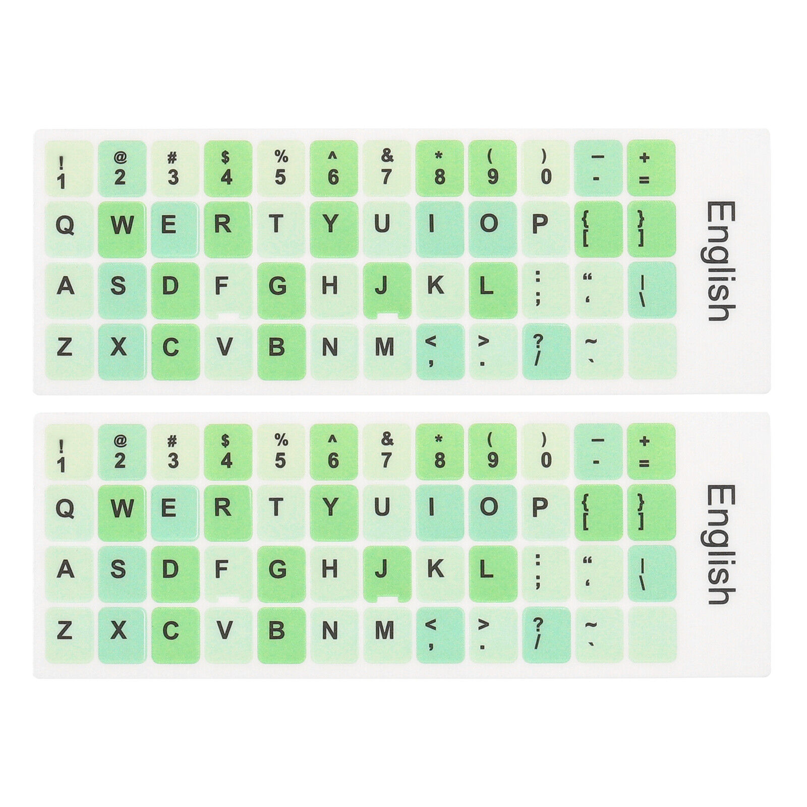 Universal English Keyboard Sticker Green Background W Black Lettering 2Pcs