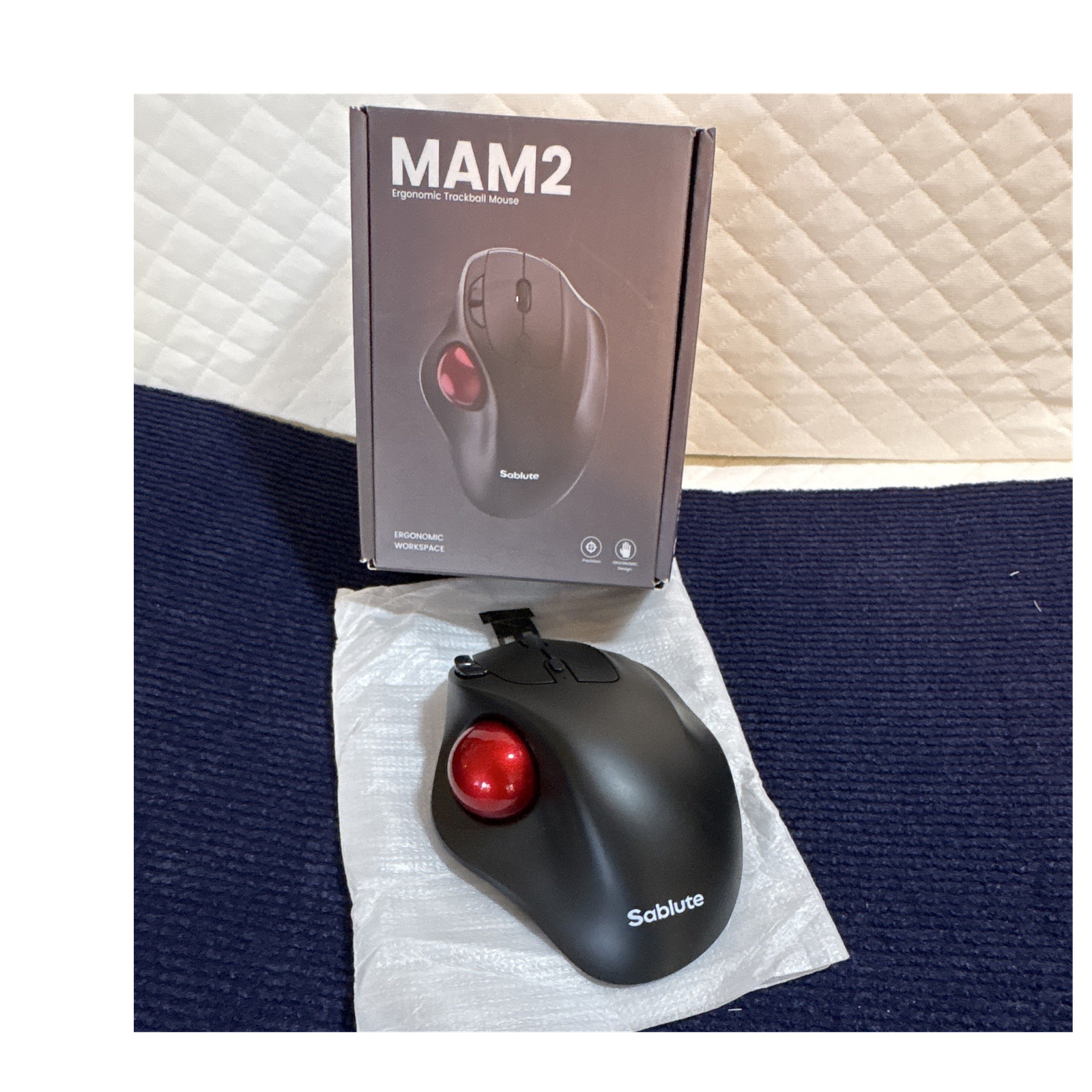 Sablute MAM2 Wireless USB Optical Trackball Mouse Ergonomic 6-Button 2400 DPI