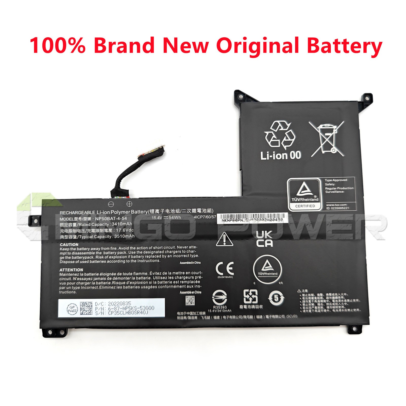 New Genuine NP50BAT-4-54 Battery for Gigabyte G5 KF KE GE Schenker XMG Focus 16