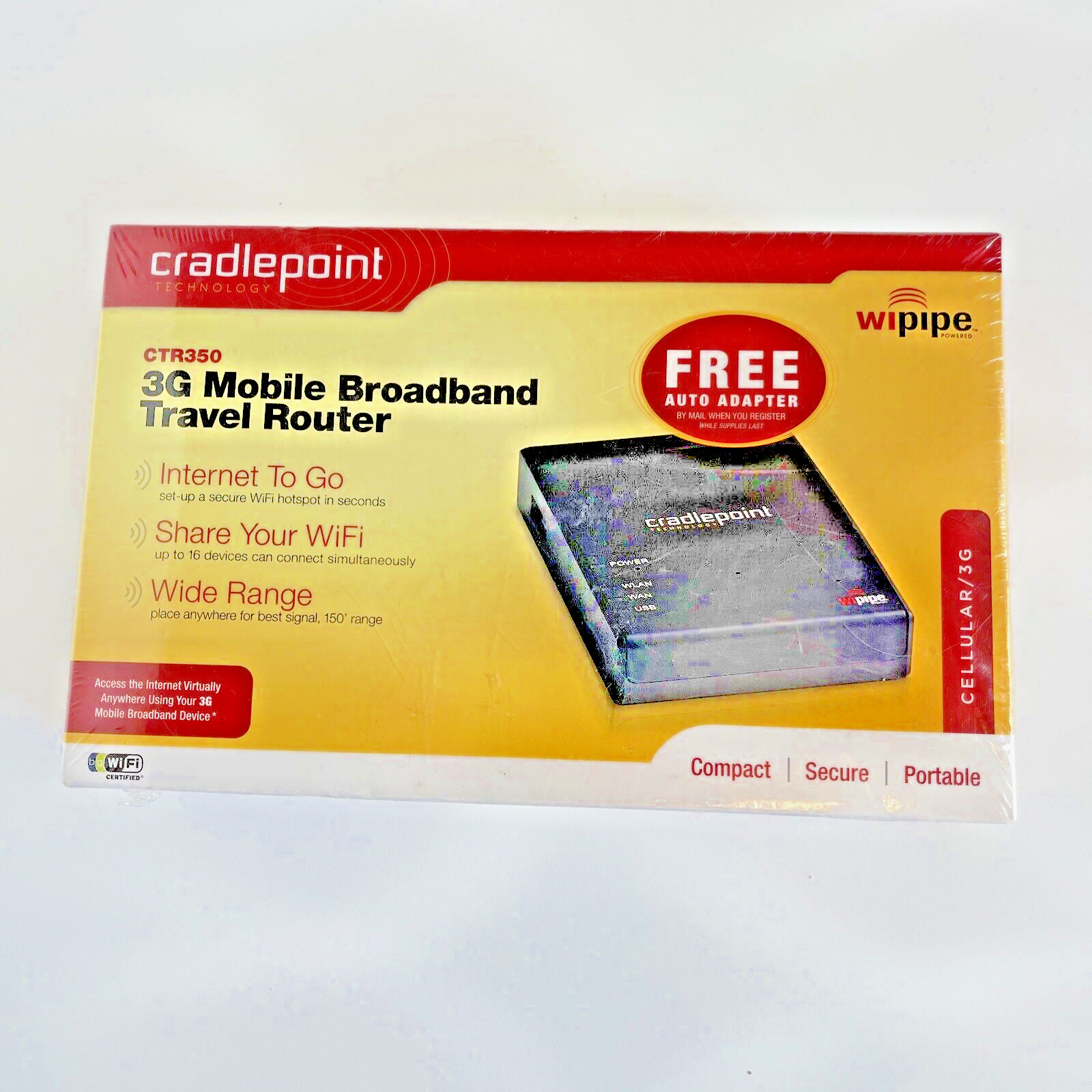 CRADLEPOINT WIRELESS TRAVEL ROUTER 3G CTR350 SSID CTR-D45 NIB