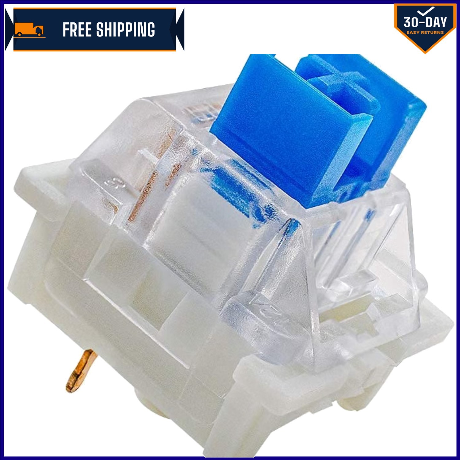 Blue Clicky Switches 32-Pack – Dustproof, 3-Pin, 50gf for Mechanical Keyboards