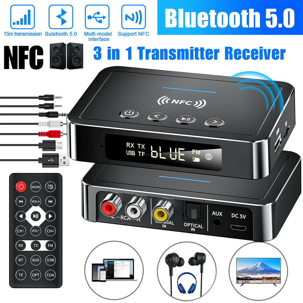 2 in 1 Bluetooth 5.0 Audio Adapter NFC Transmitter Receiver for PC Speaker Amp