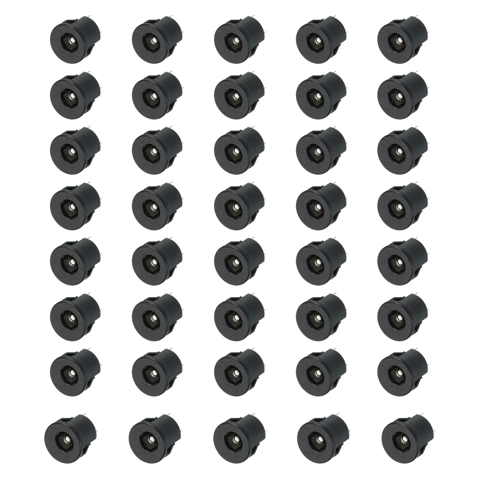 40pcs DC5525 Power Jack, 30V 0.5A 14x14x18mm 3 Pin, Black