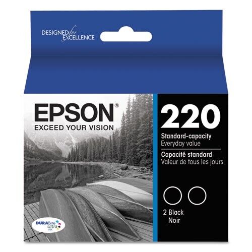 Epson 220 2pk Ink Cartridges - Black (T220120-D2) EXP 04/2022