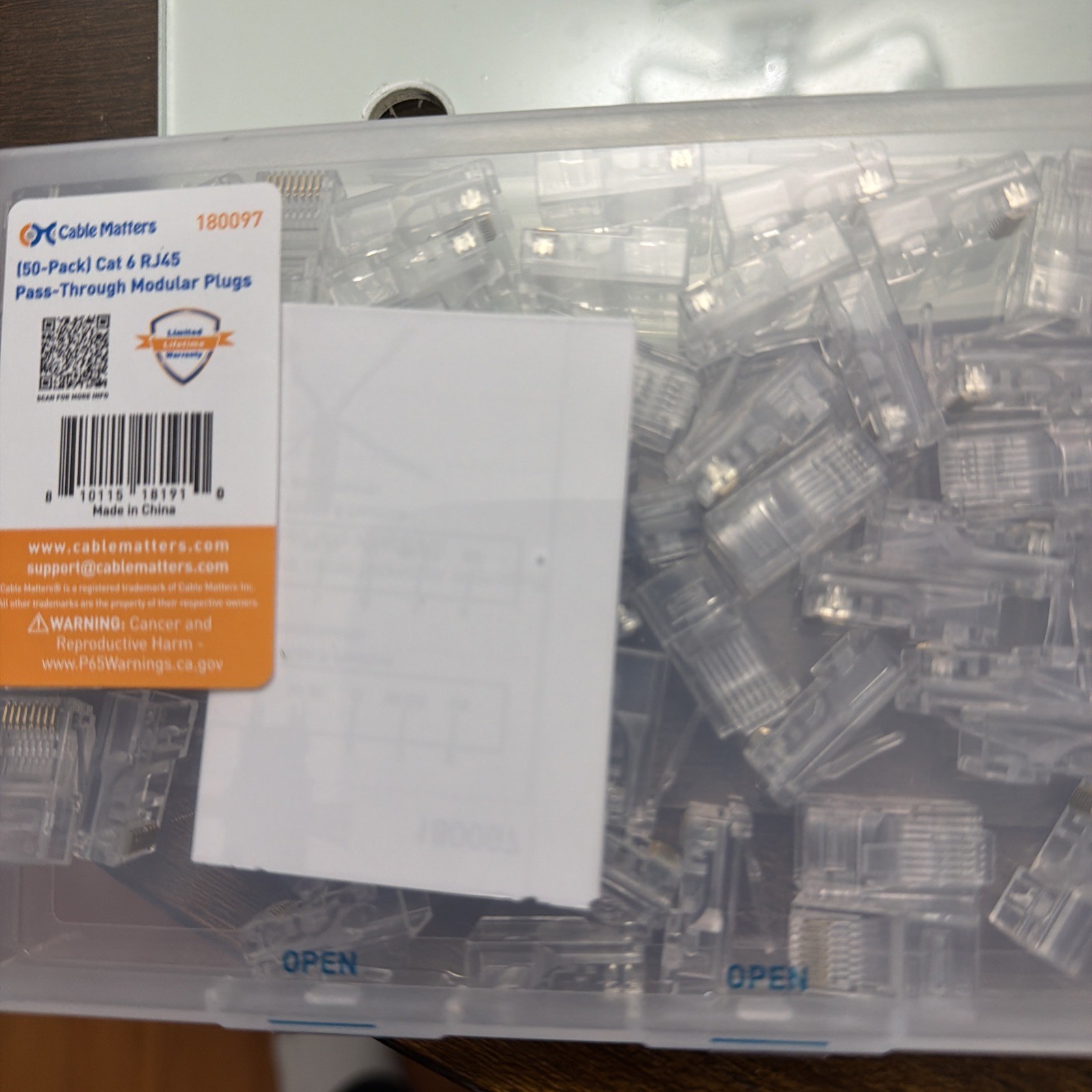 Cable Matters 50-Pack Cat6A RJ45 Shielded Modular Plugs with Strain Relief Boots