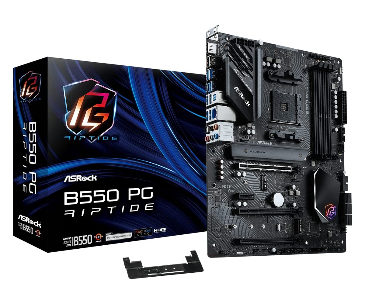 ASRock AMD B550 PG Riptide ATX Motherboard Dual Channel DDR4 4933 MHz AM4...