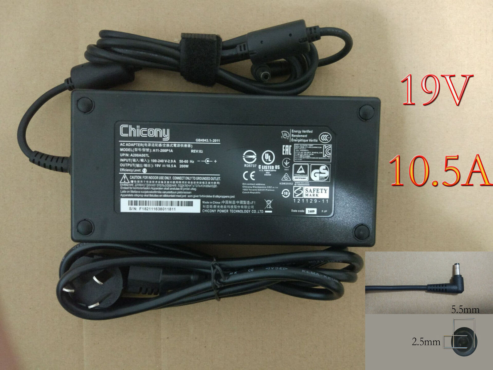 NEW 19V 10.5A A11-200P1A For Clevo P650HP6,P650RP6 200W AC Adapter
