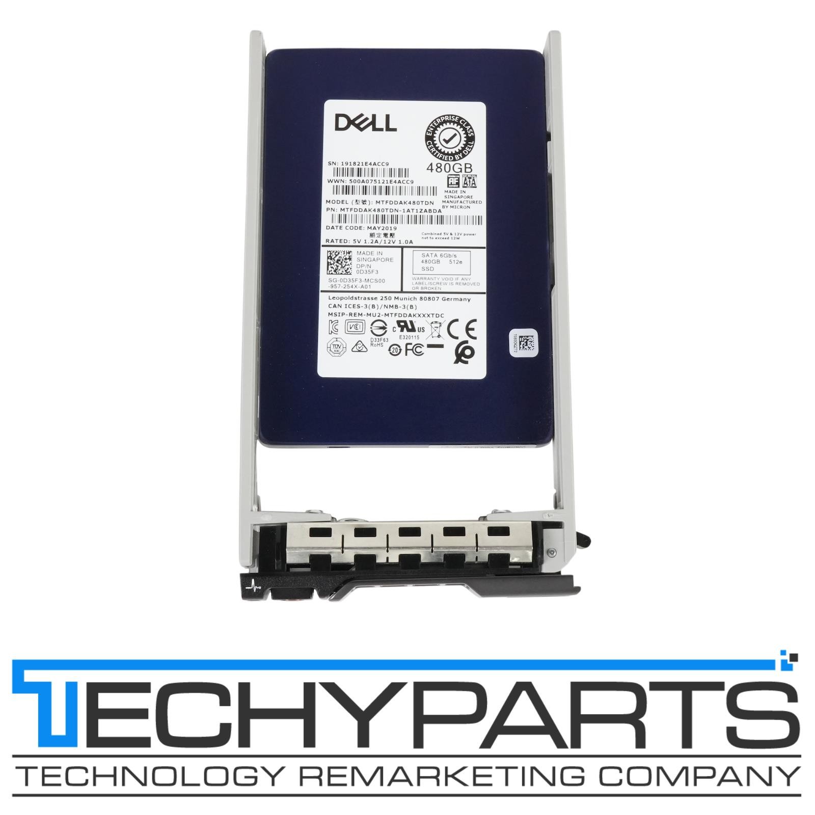Dell D35F3 Micron 5200 MAX 480GB 2.5" SFF SATA 6G 3D TLC SSD MTFDDAK480TDN 100%