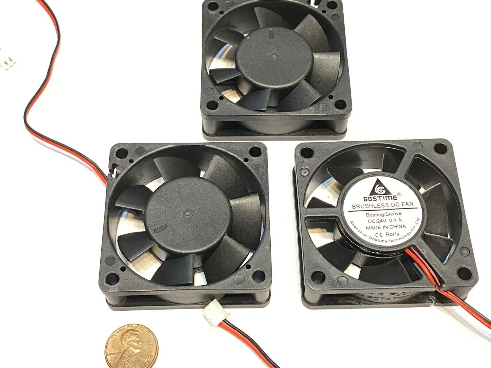 3 Pieces Gdstime DC 24V Brushless Cooling Fan 60mm 2 pin 6cm 6020 3d printer