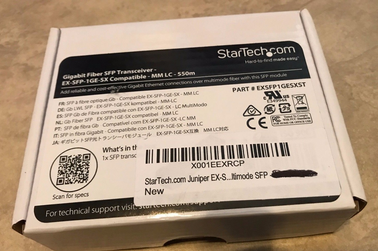 Startech Juniper EX-SFP-1GE-SX Compatible MM LC 550m EXSFP1GESXST NEW