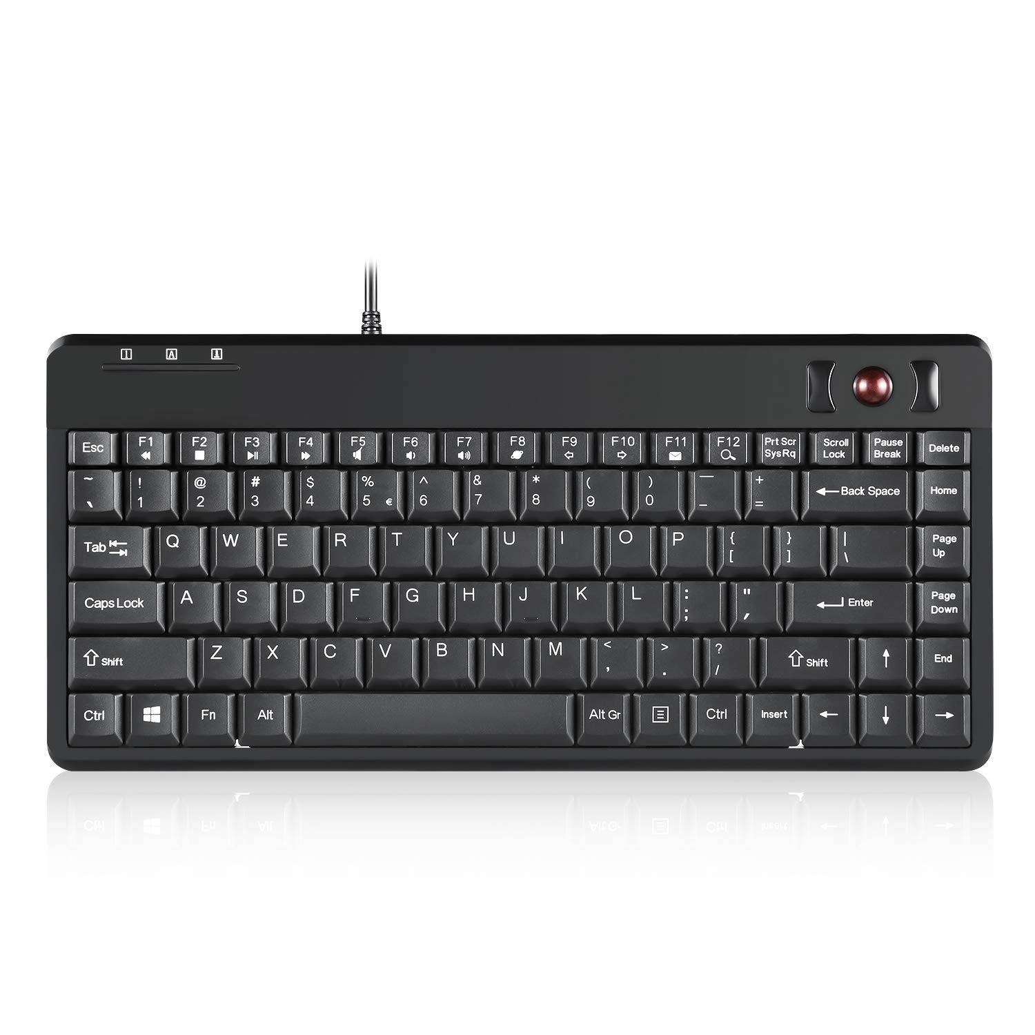 Perixx PERIBOARD-505H Wired Mini Keyboard with Built-in Trackball, 0.55 Inch ...