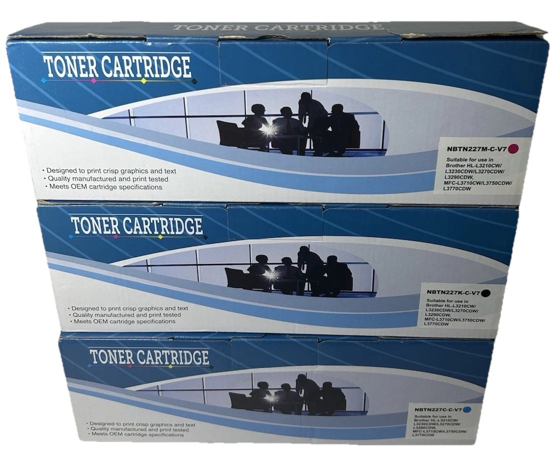 New Sealed 3 Pack Set TN227 Toners for Brother Black Cyan Magenta Excellent