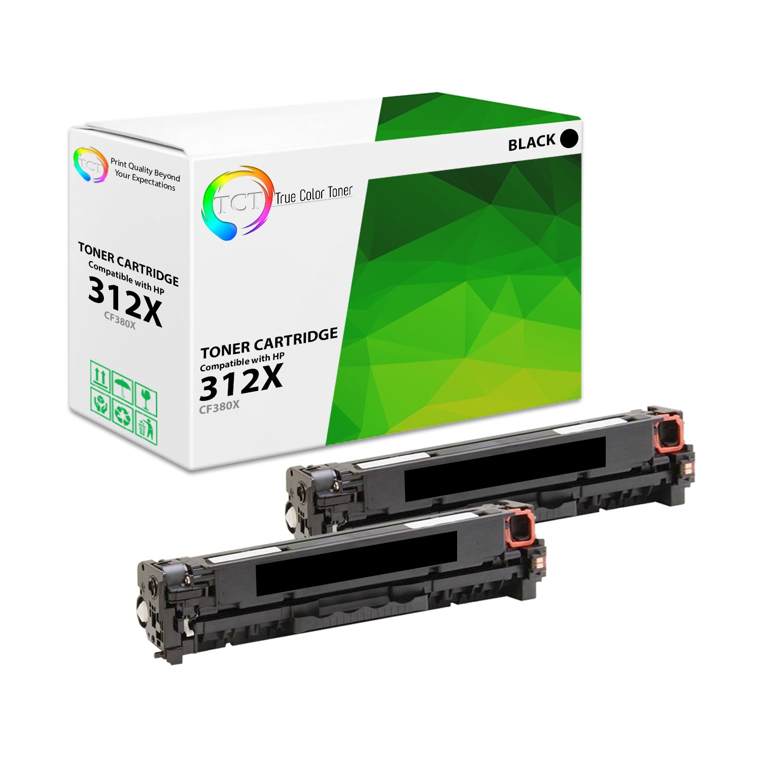 TCT 2 Black CF380X 312X High Yield Toner Cartridges For HP Color LaserJet M476