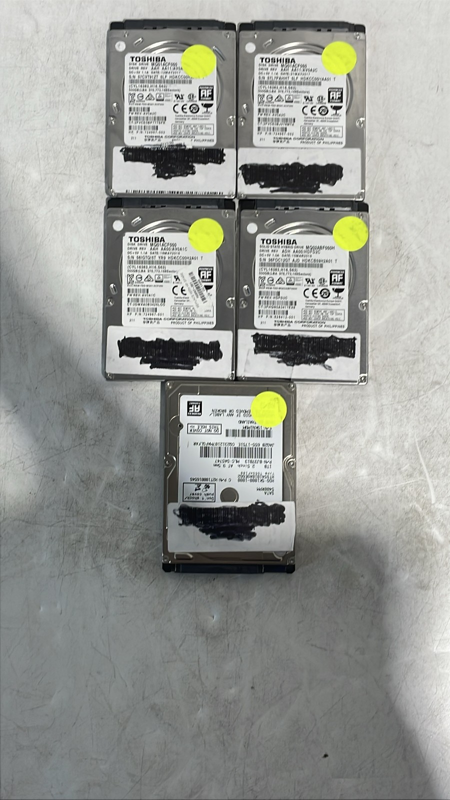 HGST 1TB 5K1000-1000 HTS541010A9E662 & Toshiba 500GB 2.5" SATA HDDs Lot Of 5