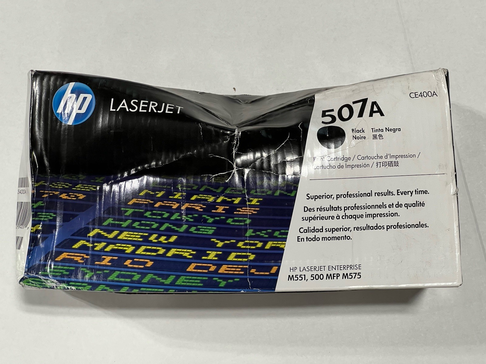 Genuine HP 507A (CE400A) Black Toner Cartridge, OEM-Open/Worn Box