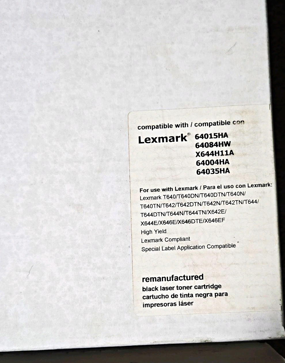 Lexmark 64015HA High Yield Black Toner Cartridge