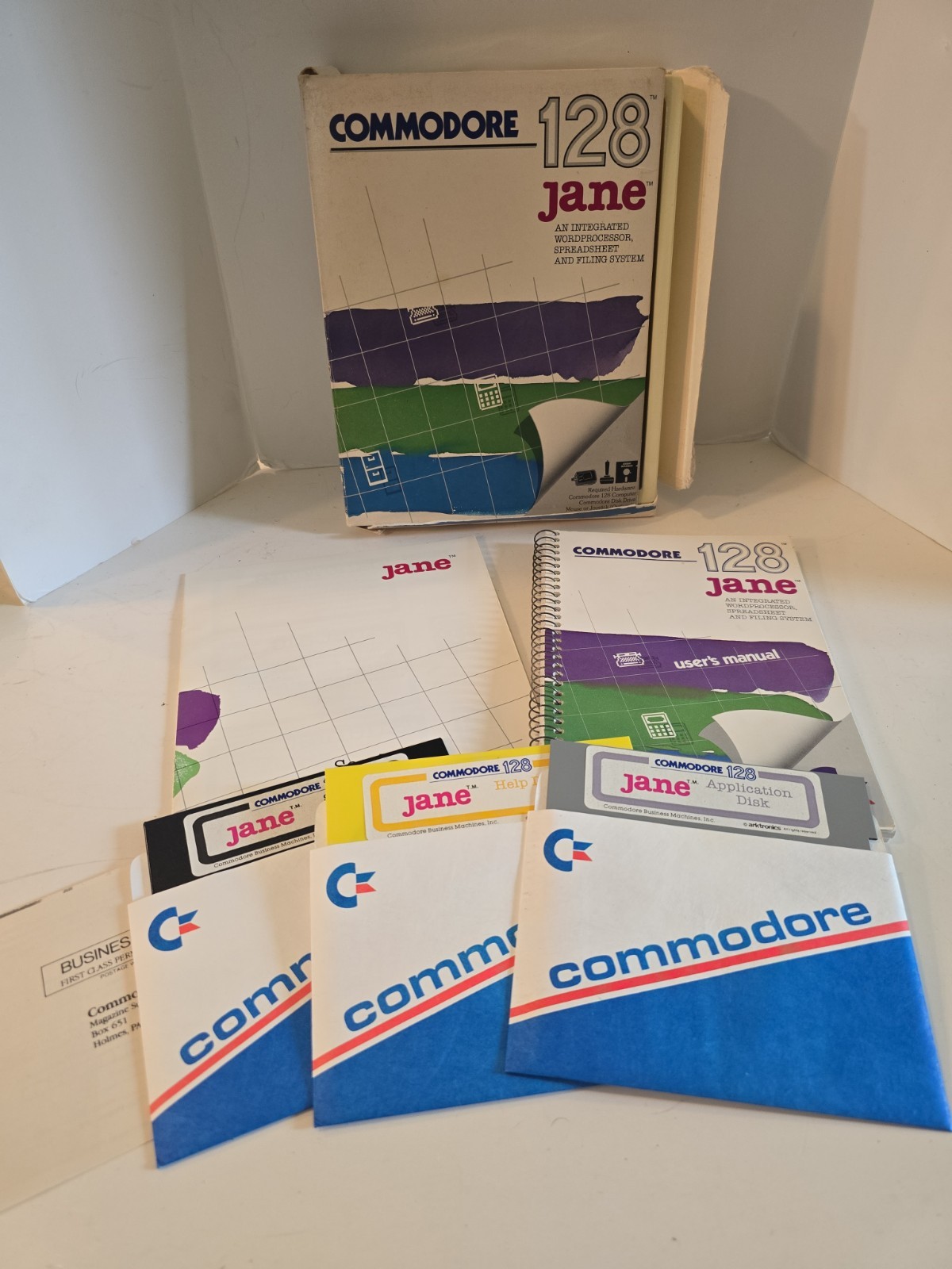VTG Commodore 128 Jane Integrated Software User's 1985 3 Diskette Application 