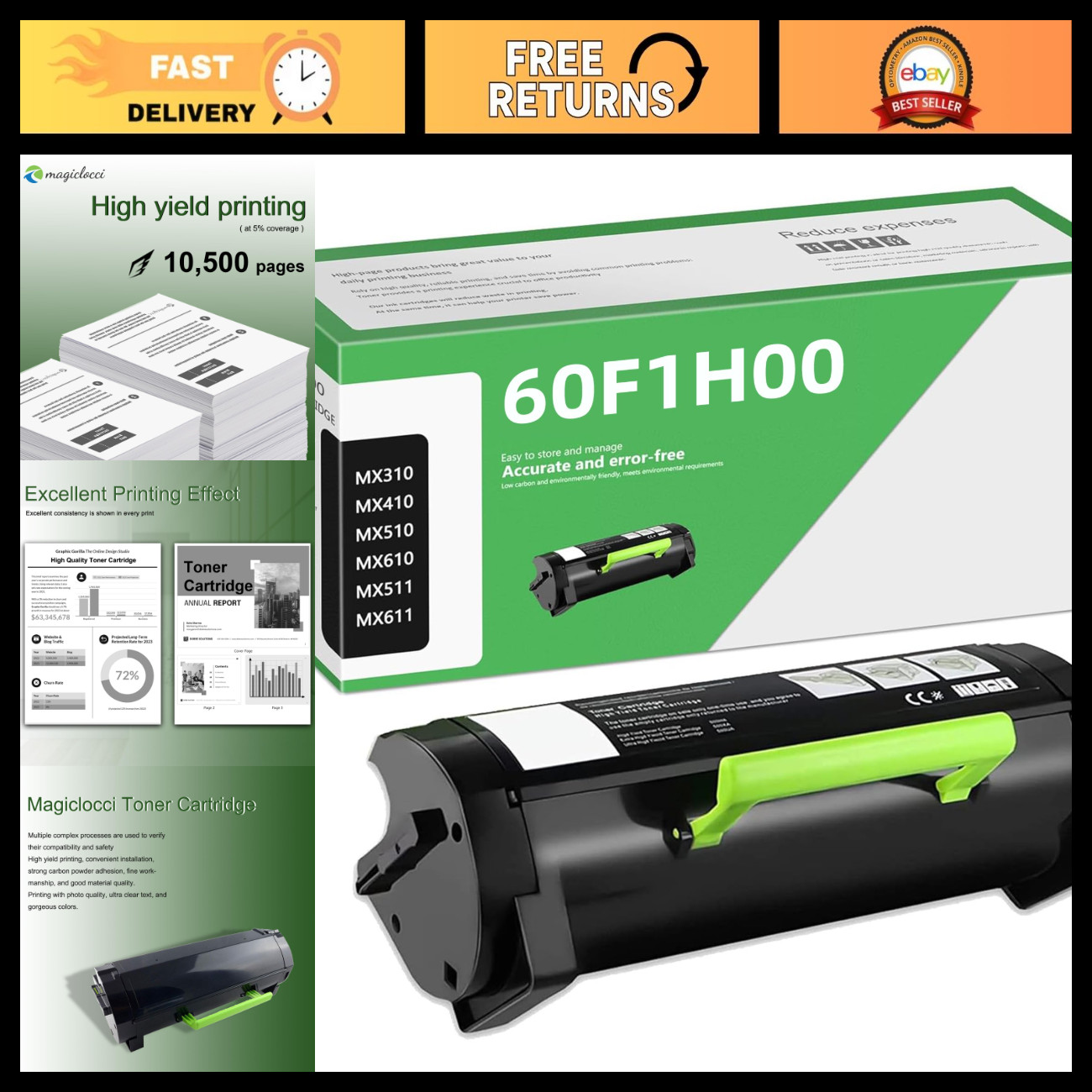 High-Yield Black Toner Cartridge 601H - Compatible, 1 Pack, Printer Supplies