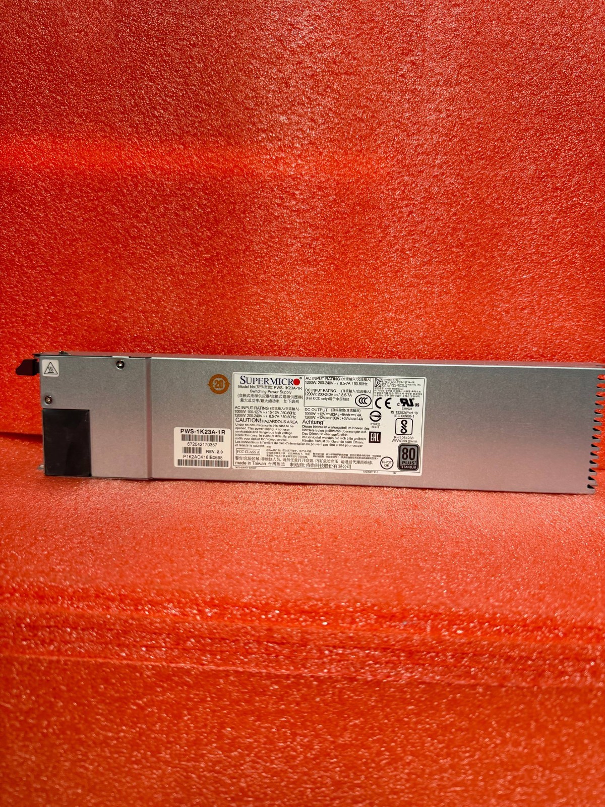 Supermicro 1200W 1U Redundant Power Supply (PWS-1K23A-1R)