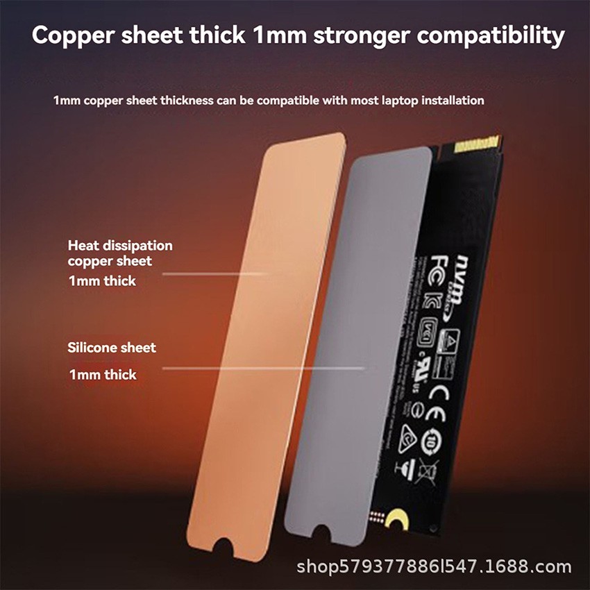 M.2 Solid State Drive Pure Copper Heat Sink NVME Laptop Cooler Thermal GreasePad