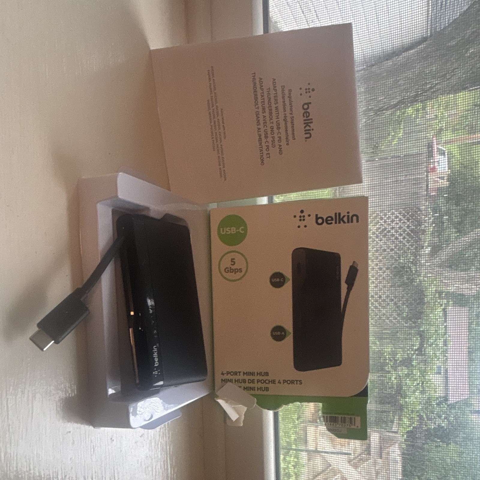 Belkin USB-C to USB-A 4-Port Mini Hub 5Gbps Portable 15cm Cable Black
