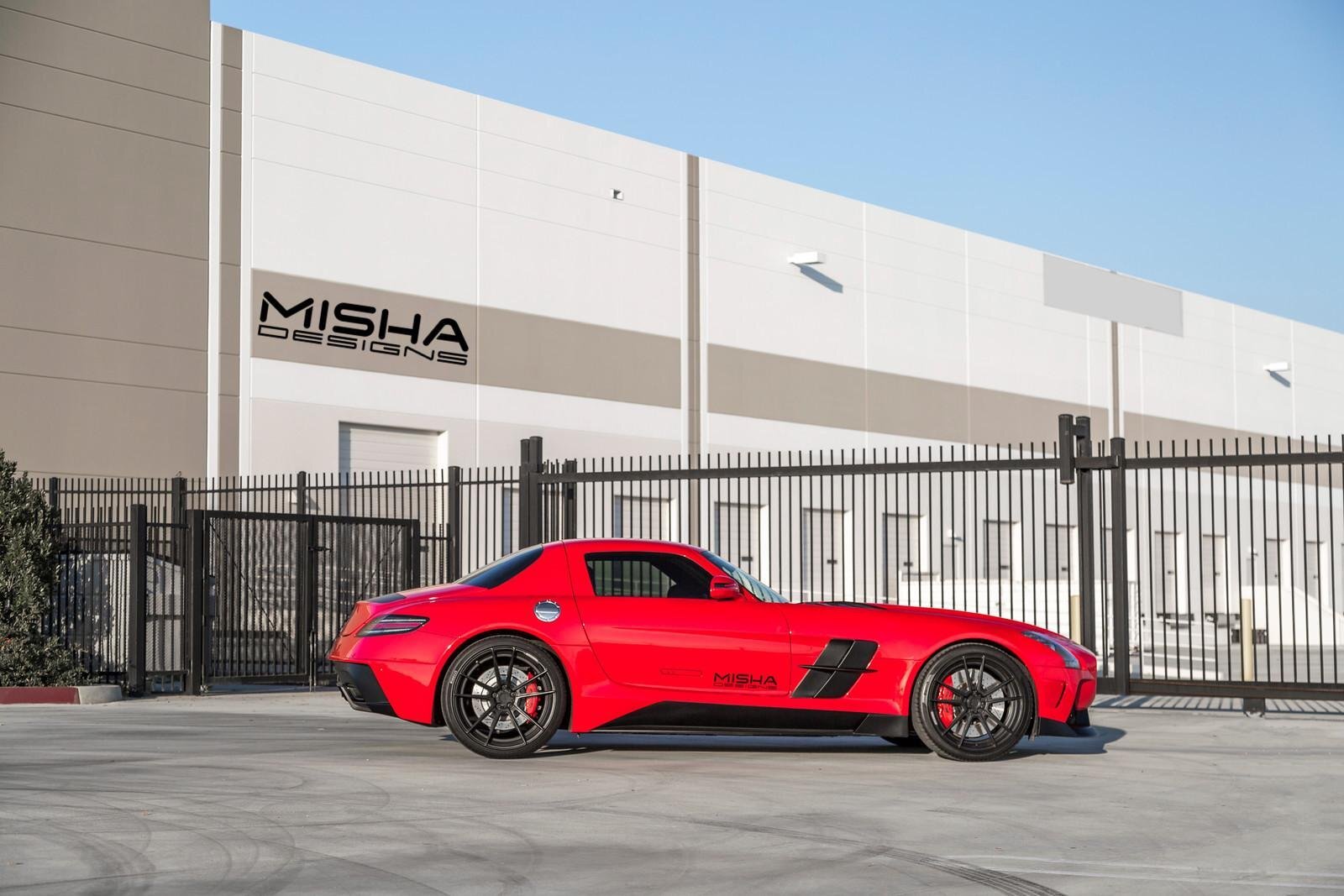 Cars mercedes benz sls amg bodykit misha designs tuning Desk Mat Stitched