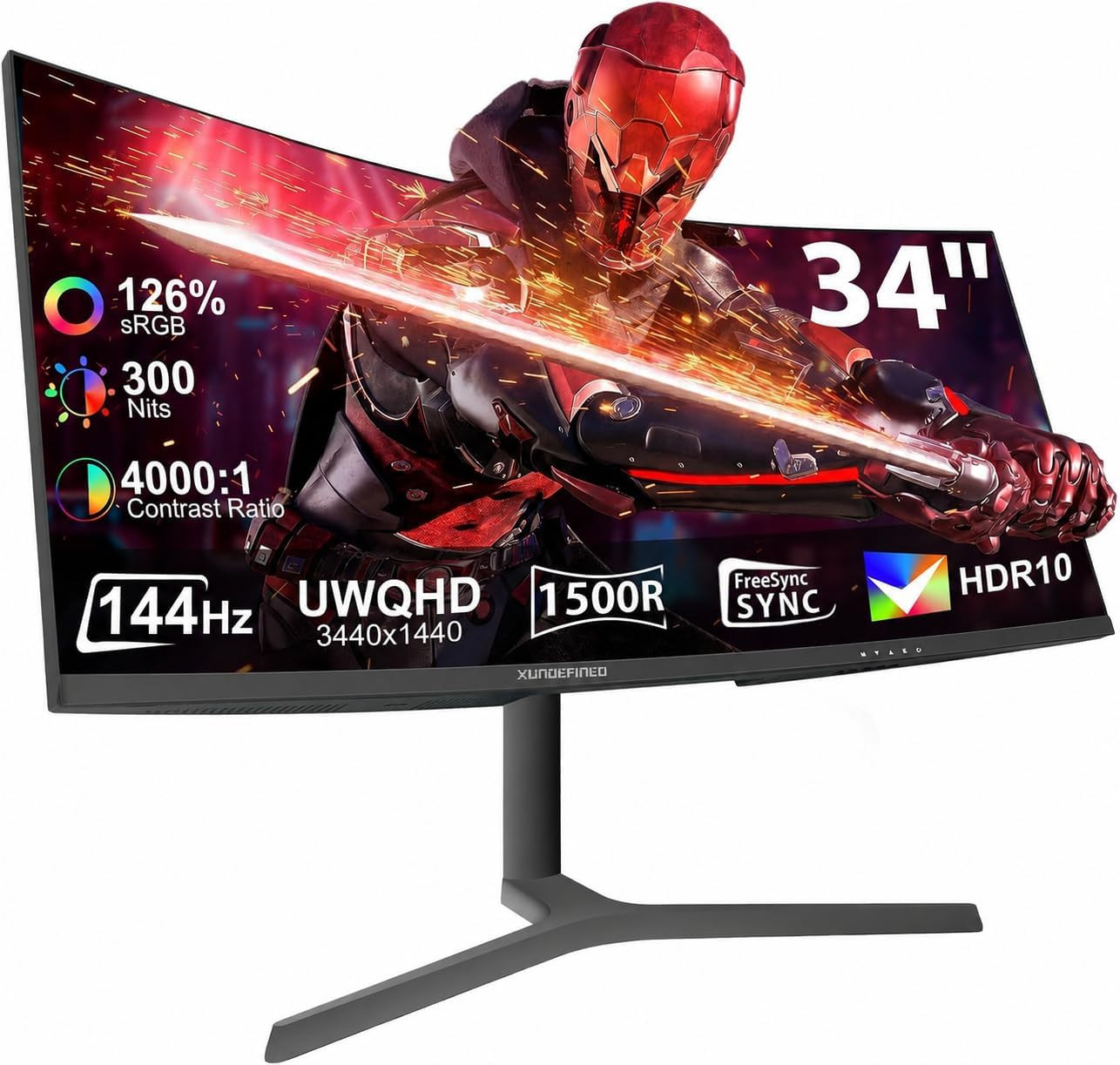 34" Curved Monitor 180Hz UWQHD 3440X1440P Ultrawide Gaming Monitor 1500R Speaker