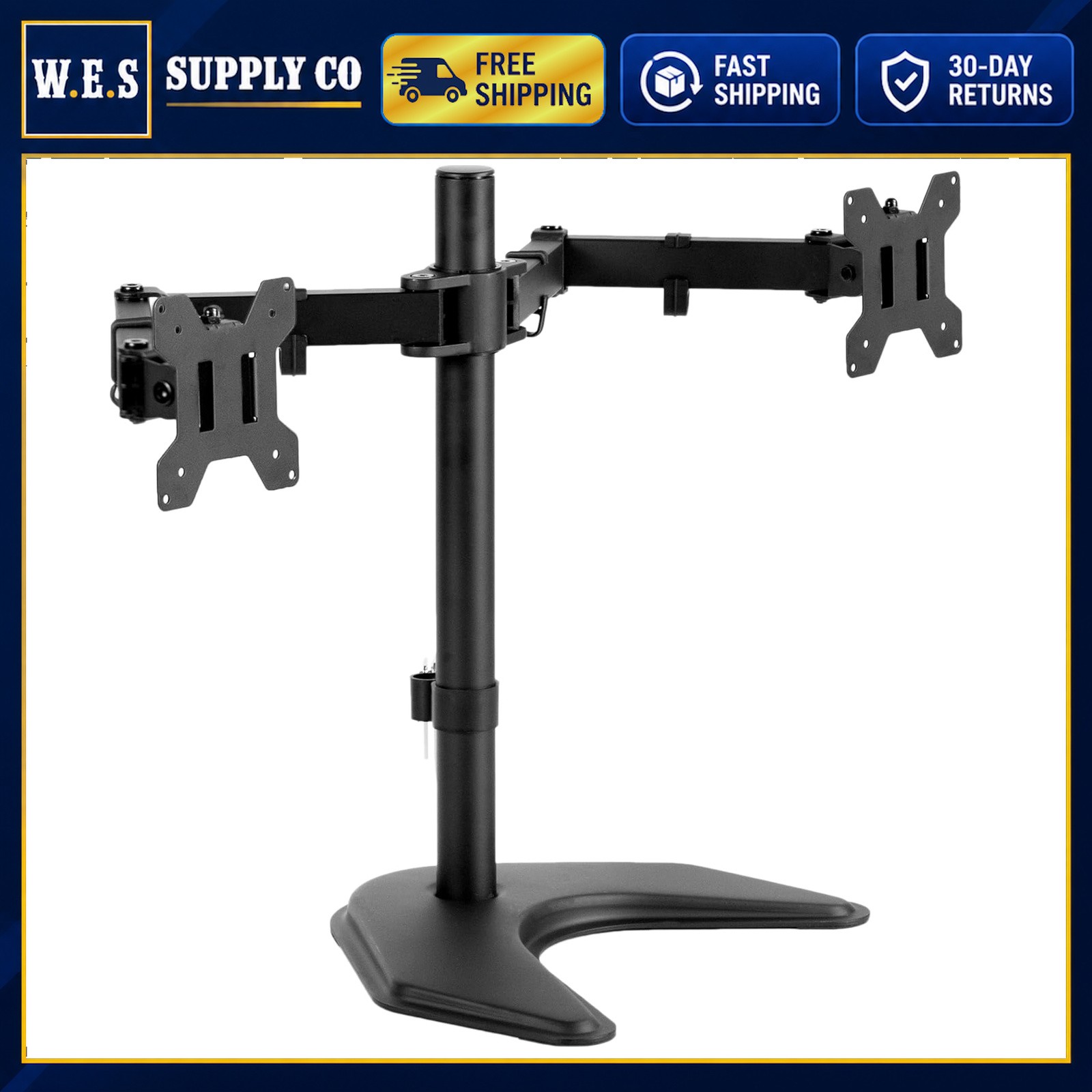 Dual Monitor Stand VIVO 13-27 inch Adjustable Desk Mount with Cable Clips
