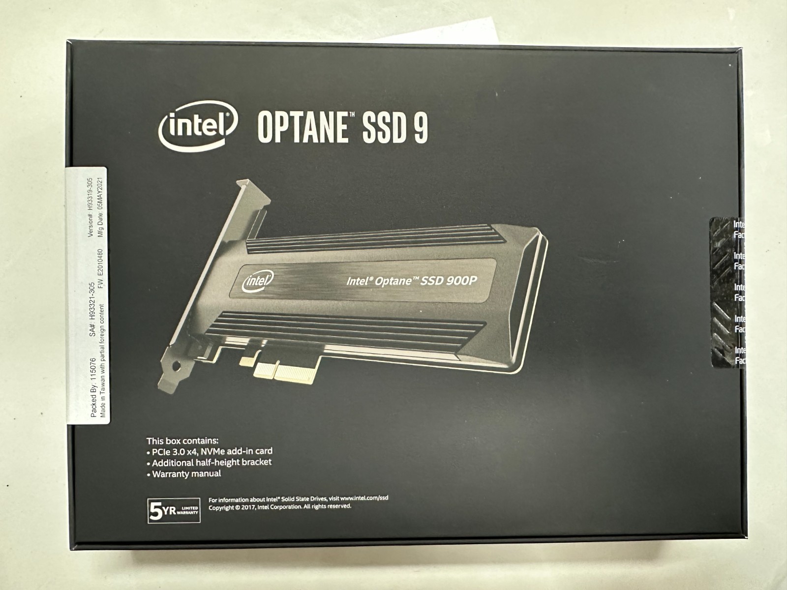 new box unopened Intel Optane 900P 280GB SSD HHHL PCIE NVME SSDPED1D280GAX1