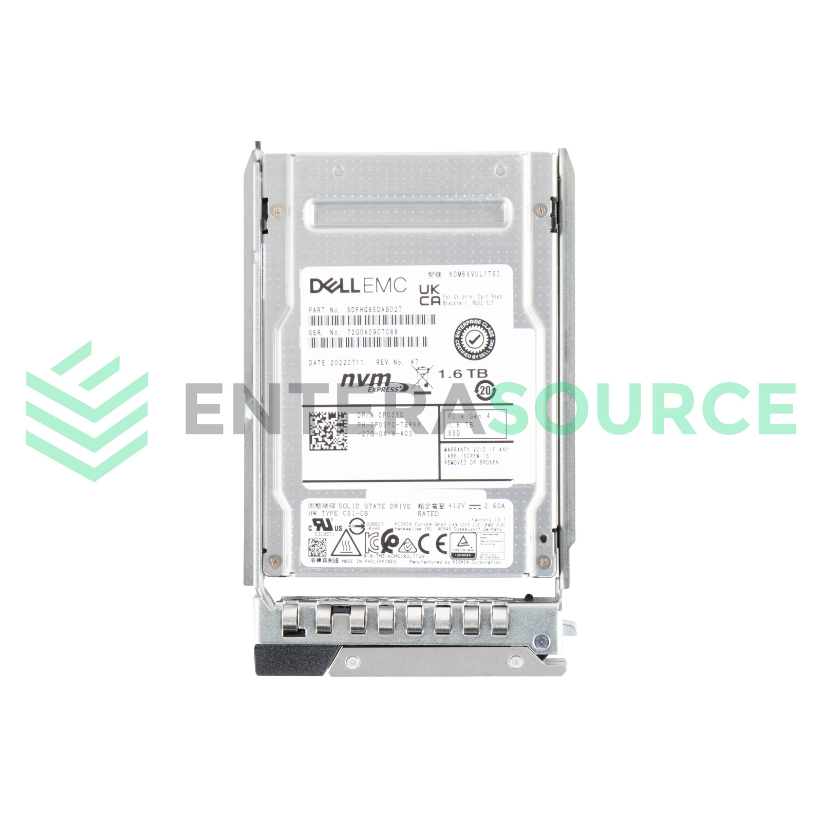 Dell P03YC 1.6TB BiCS NVMe 2.5" Gen4 x4/2x2 MU SIE SSD | KIOXIA KCM6XVUL1T60