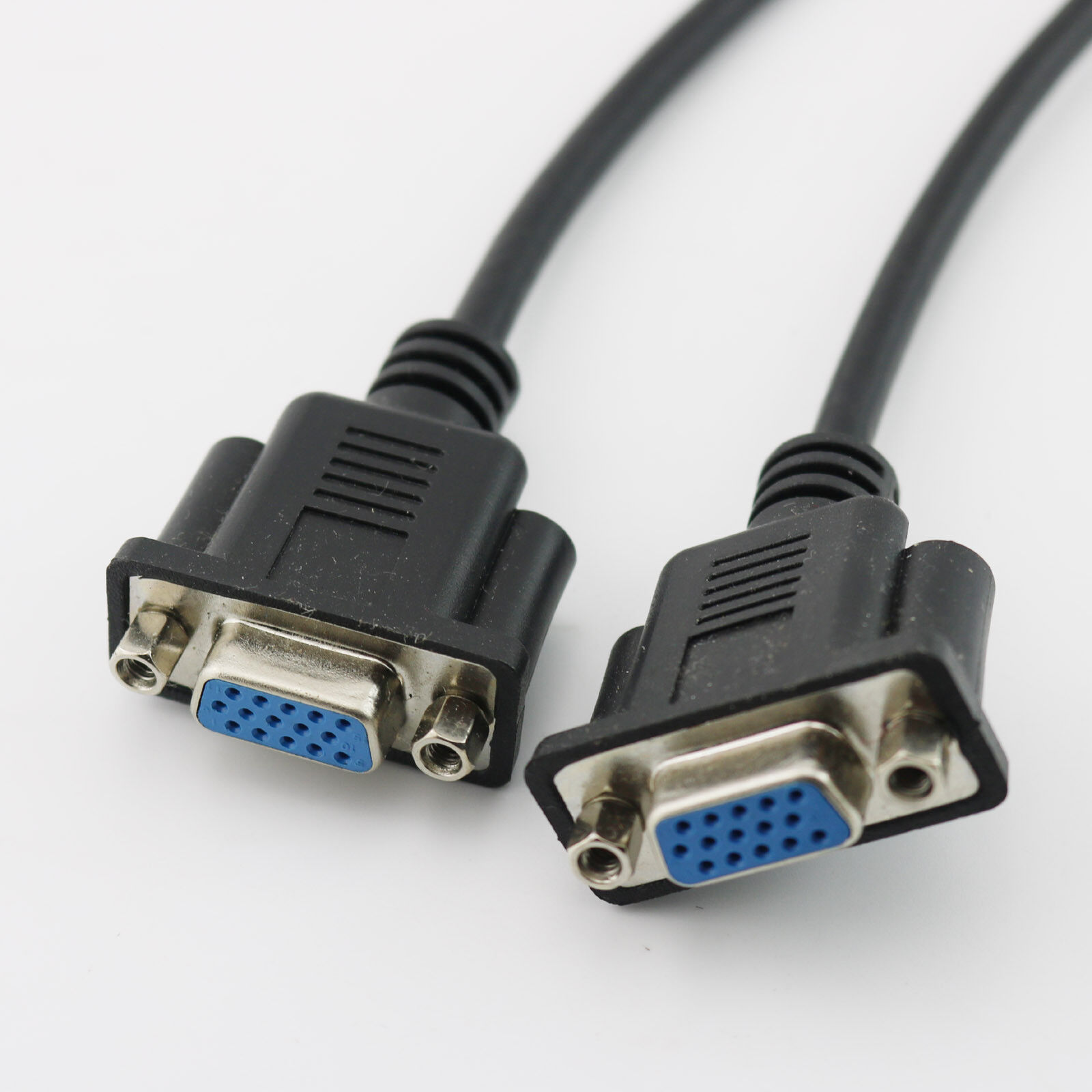 1x VGA 15 Pin Female to Female Plug Computer Monitor Cable Wire Cord 1FT Black