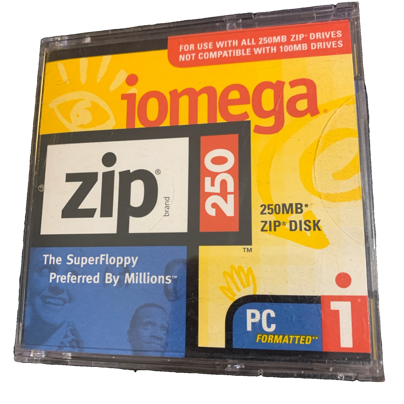 Iomega Zip 250MB Disk PC Formatted SuperFloppy Storage Media With Case