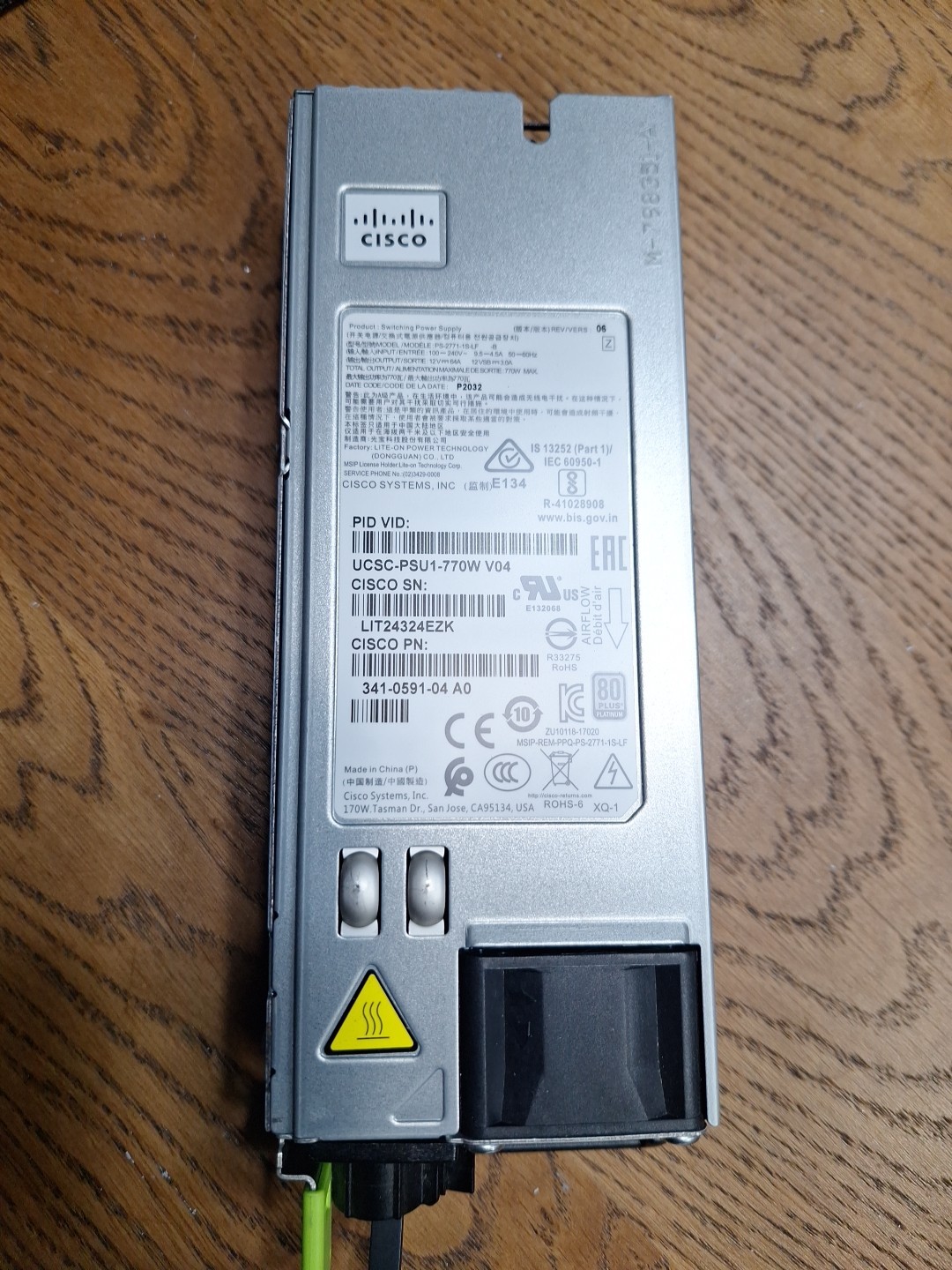 1pc Cisco UCSC-PSU1-770W 770w AC Power Supply For 1U C-Series Rack Server