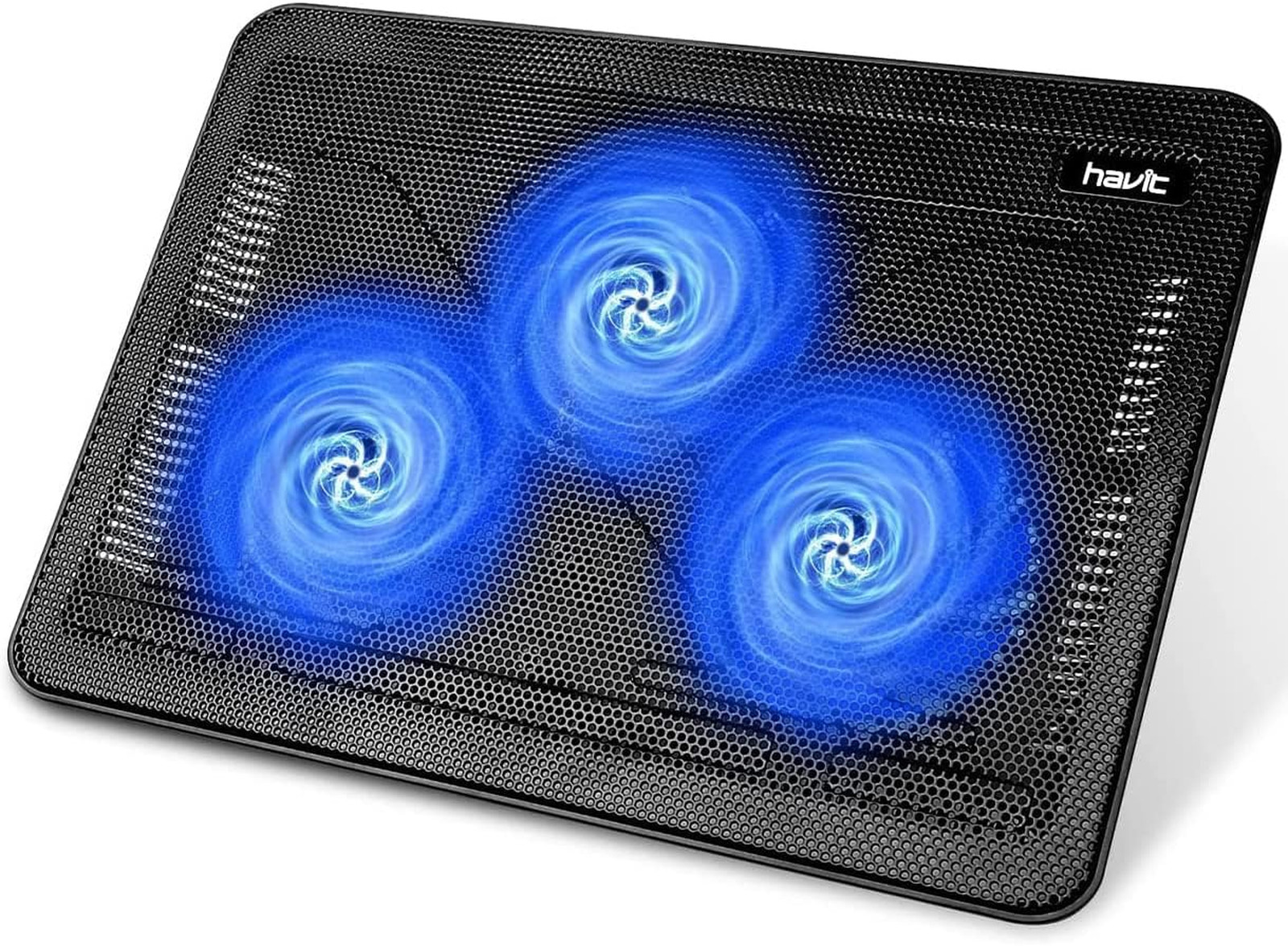 Laptop Cooling Pad 15.6-17 Inch Slim Portable USB Fans Black Blue Ergonomic