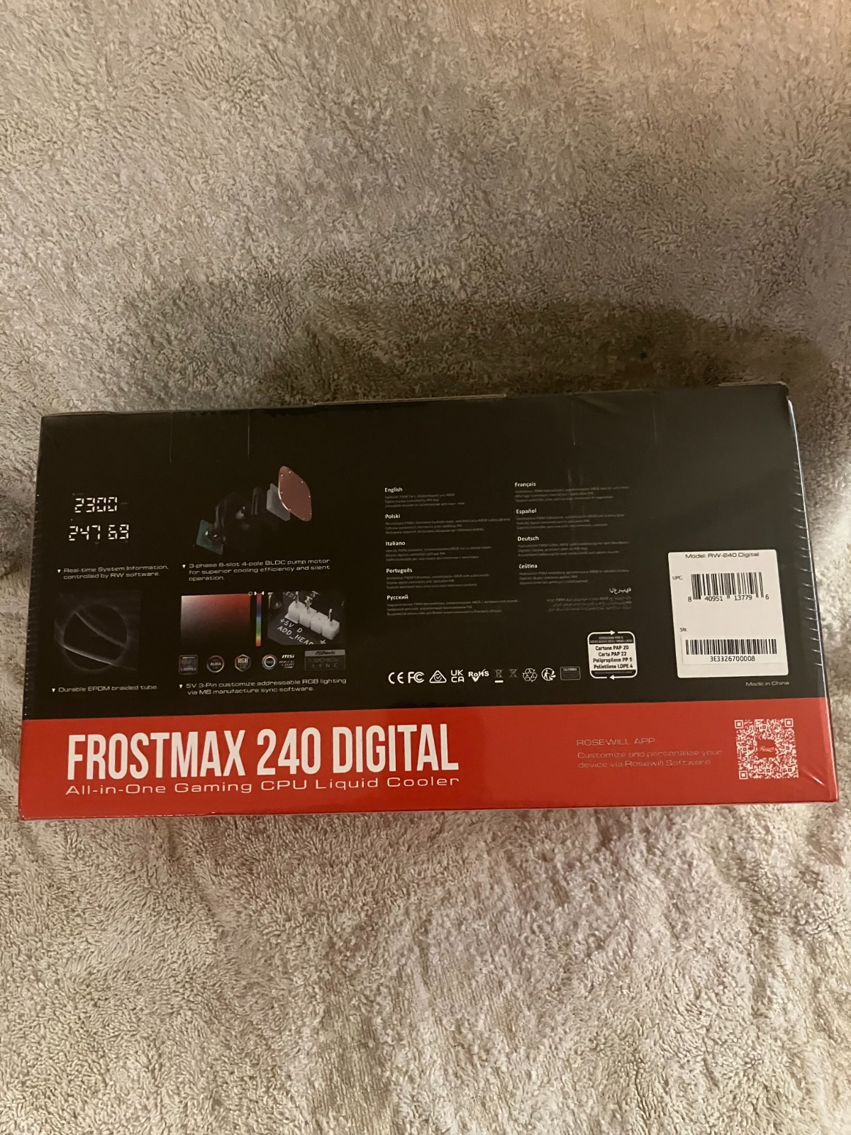 FROSTMAX 240mm AIO CPU Cooler w/Digital ARGB NEW IN BOX / CELLOPHANE