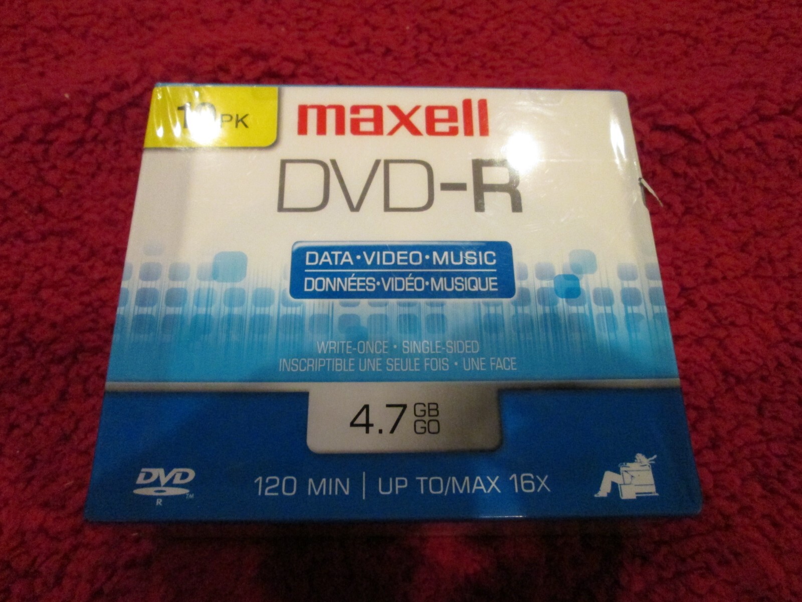 Maxell DVD-R Data Video 10 Pack New Sealed (A3) UPC 025215625800