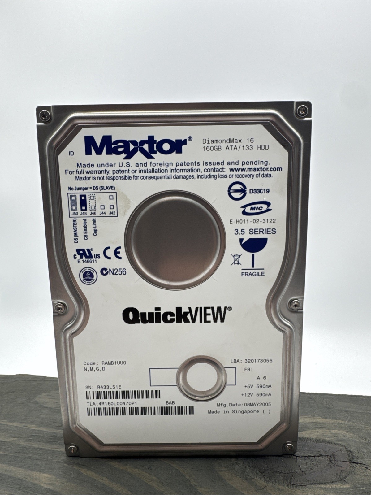 6Y160P00428P1 - Maxtor 160GB DimondMax 16 / 5400 RPM IDE 3.5" Series HDD RARE 🔥