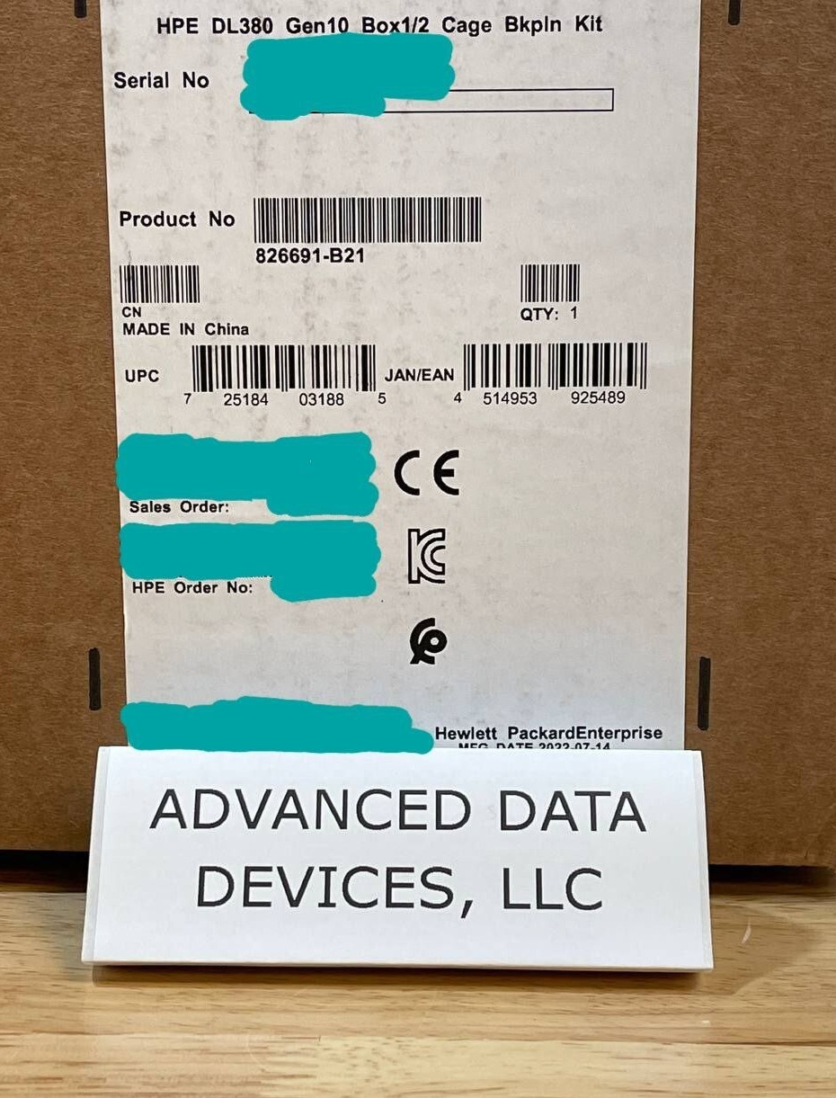 HPE DL38x Gen10 Box1/2 Cage Kit SC Backplane Cage+Backplane+Power+SAS 826691-B21