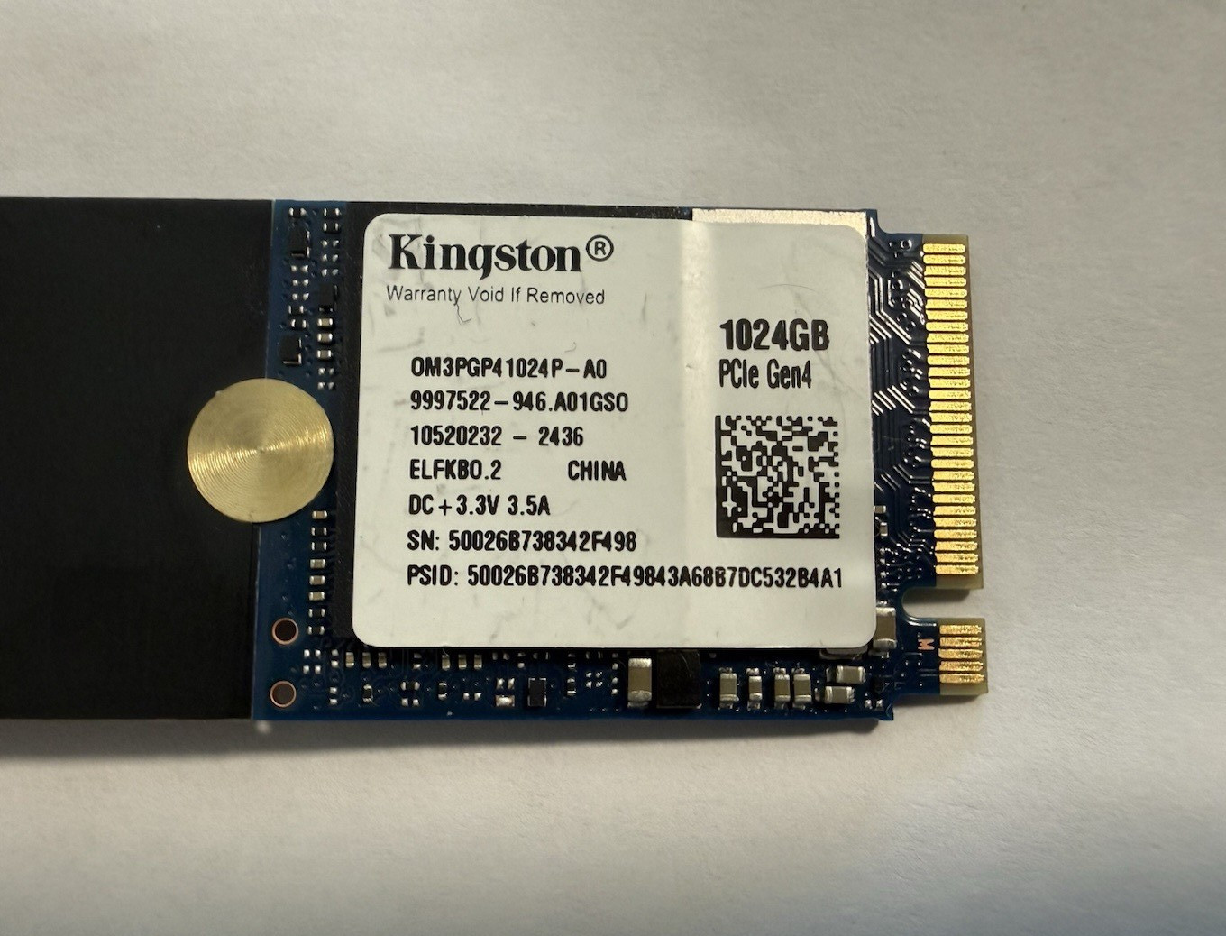 Kingston 1TB 2230 SSD M.2 NVMe PCIe Gen4 OM3PGP41024P-A0 - 1yr Warranty