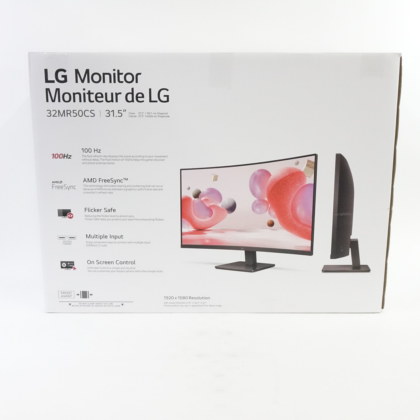 LG 32MR50C 32" Curved FHD Monitor 100Hz AMD FreeSync HDMI Black - Grade A