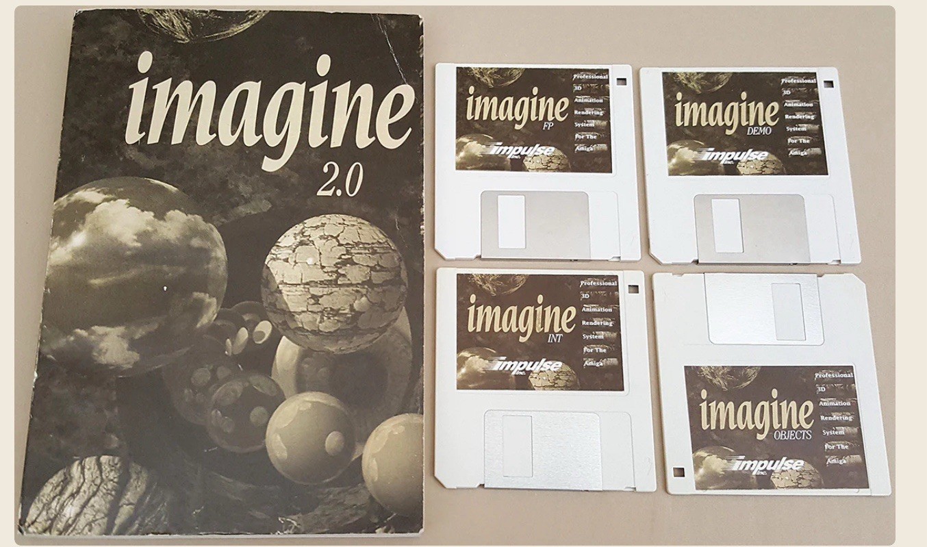 Imagine 2.0 1991 Impulse 3D Rendering for Amiga-Guide/disks/VHS/Back ups 