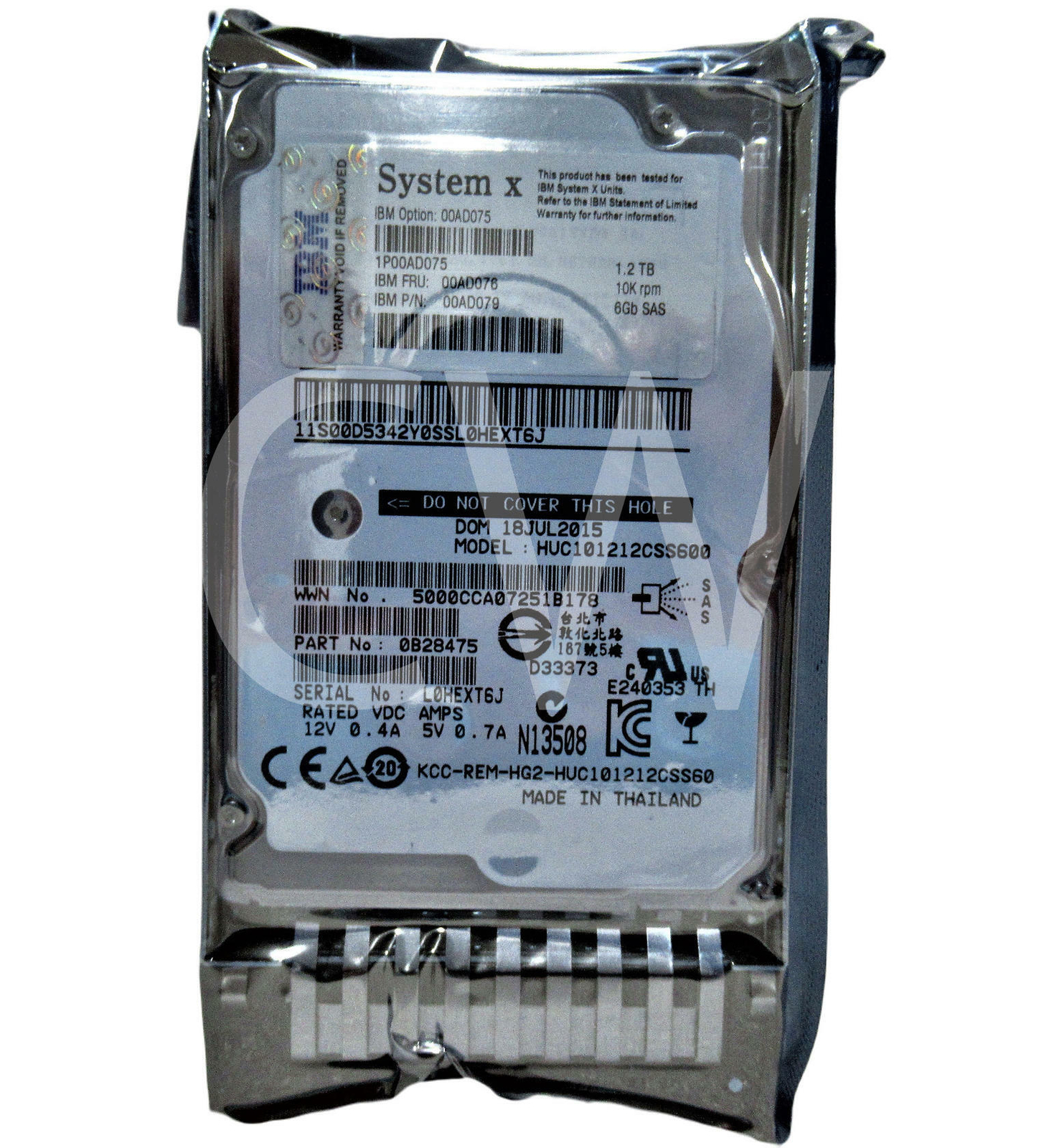 00AD075 00AD076 00AD079 IBM 1.2TB 10K RPM 6G G2HS 2.5"SAS Hard Drive Refurbished