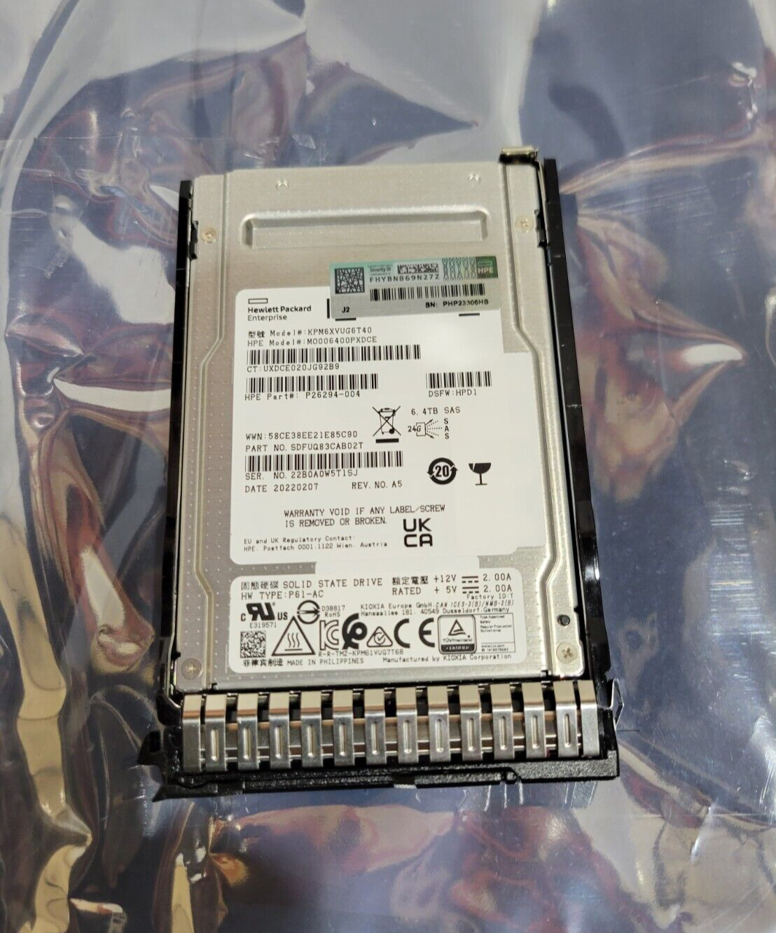 HPE 6.4TB SAS MU SFF SC PM6 SSD- New Never used- Read